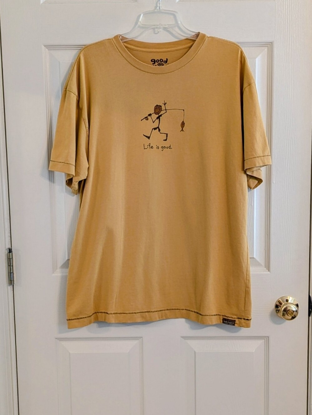 Life Is Good Good Karma Men’s Gold Short Sleeve Tee Fisherman